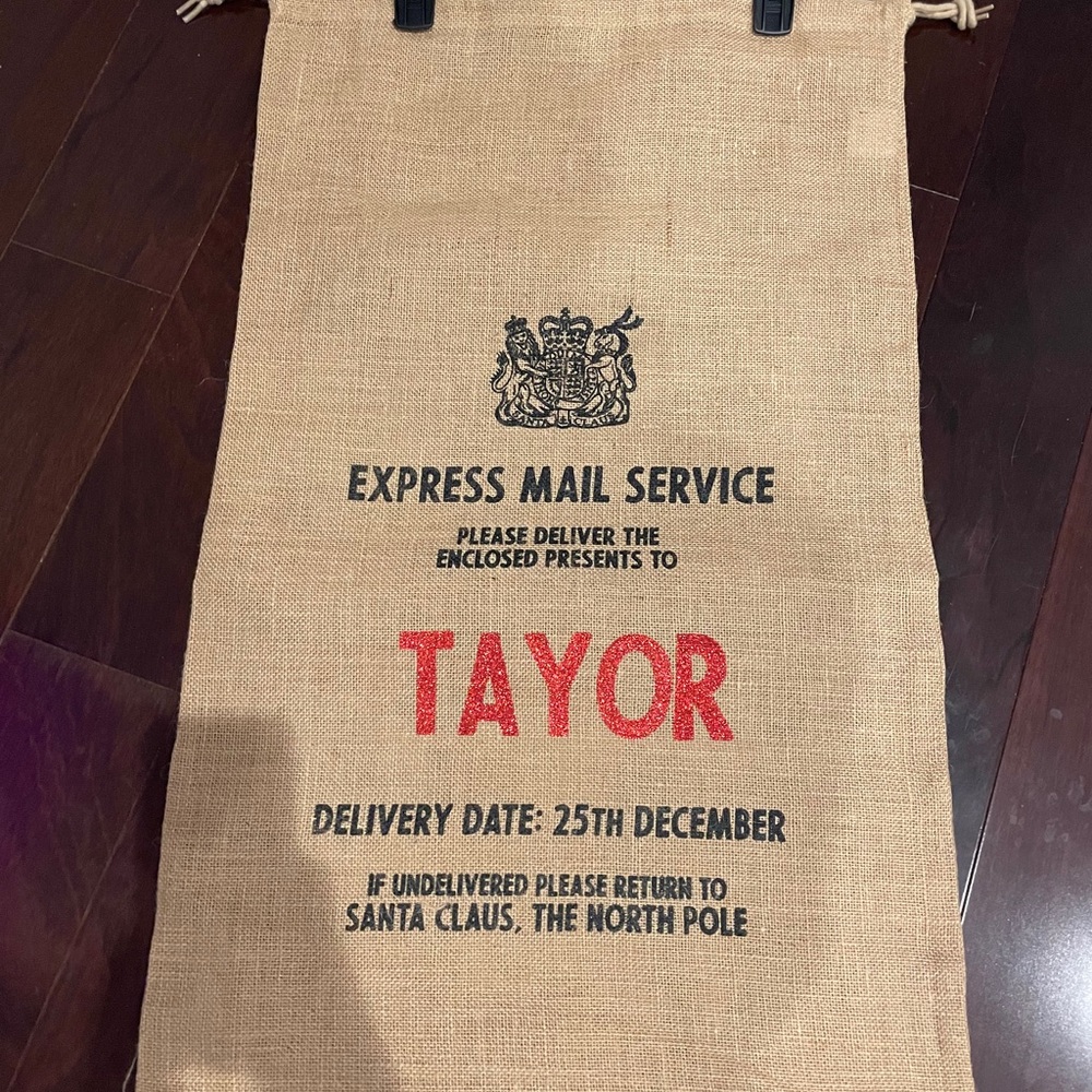 Santa sack with name ‘Tayor’